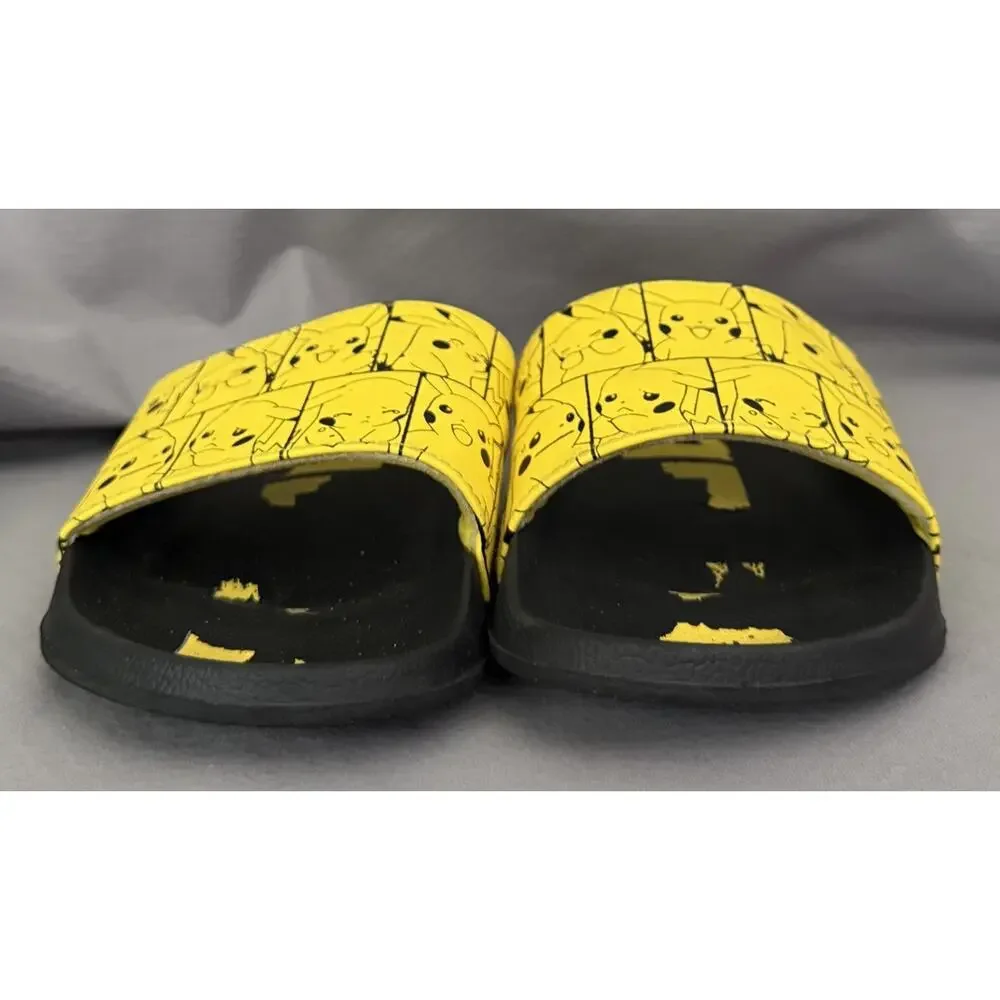 Men's Size 8 GroundUp Pokémon Soccer Sandals Pikachu Yellow Black Slip-On Slides